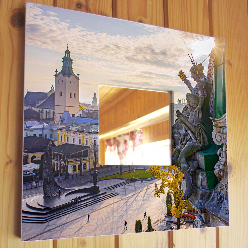 Зеркало декоративное Панорама Львов 260х260 мм (M04455)