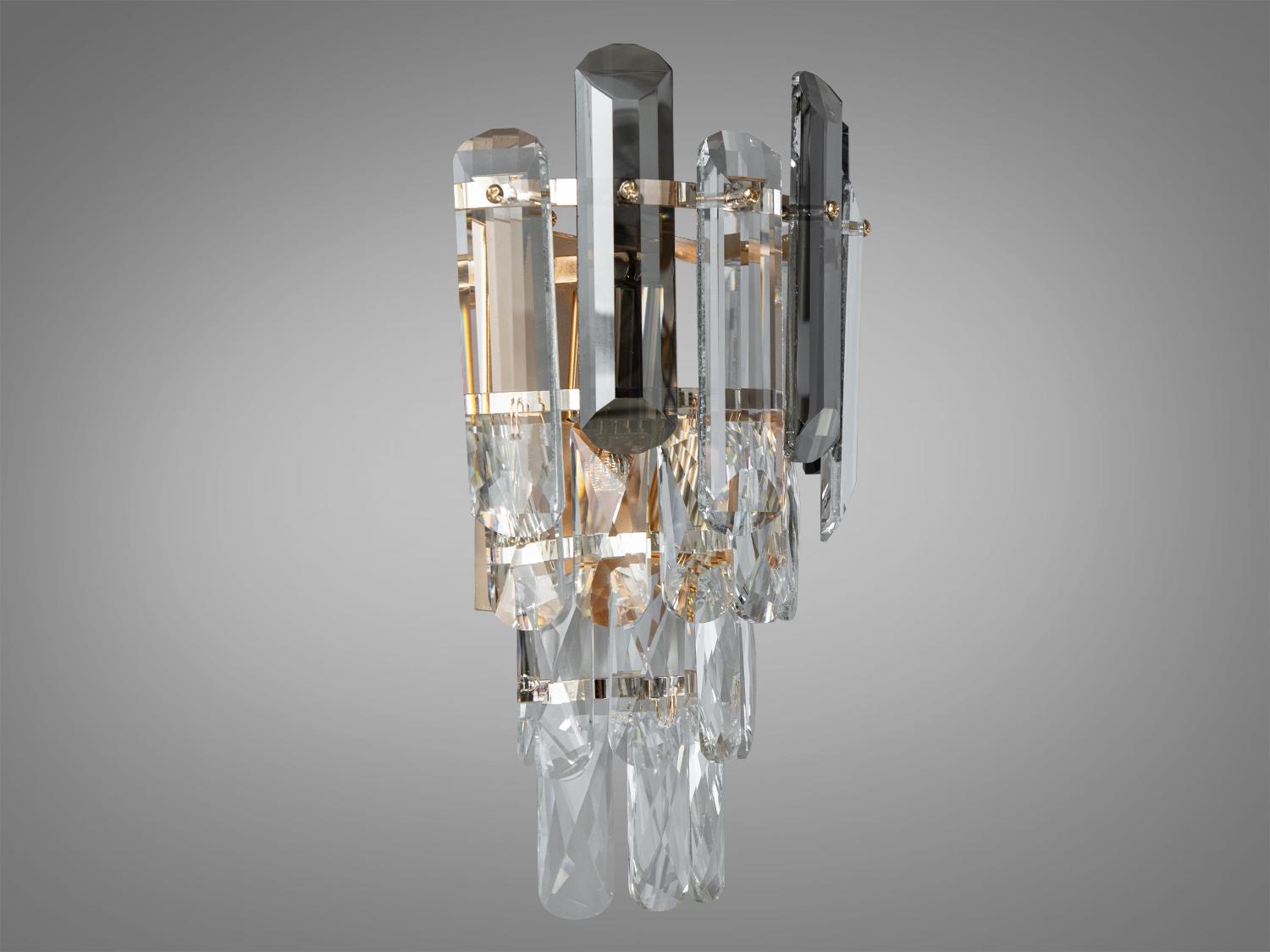 Светильник настенный из хрусталя на 2 лампы Хром (8805-B CH)