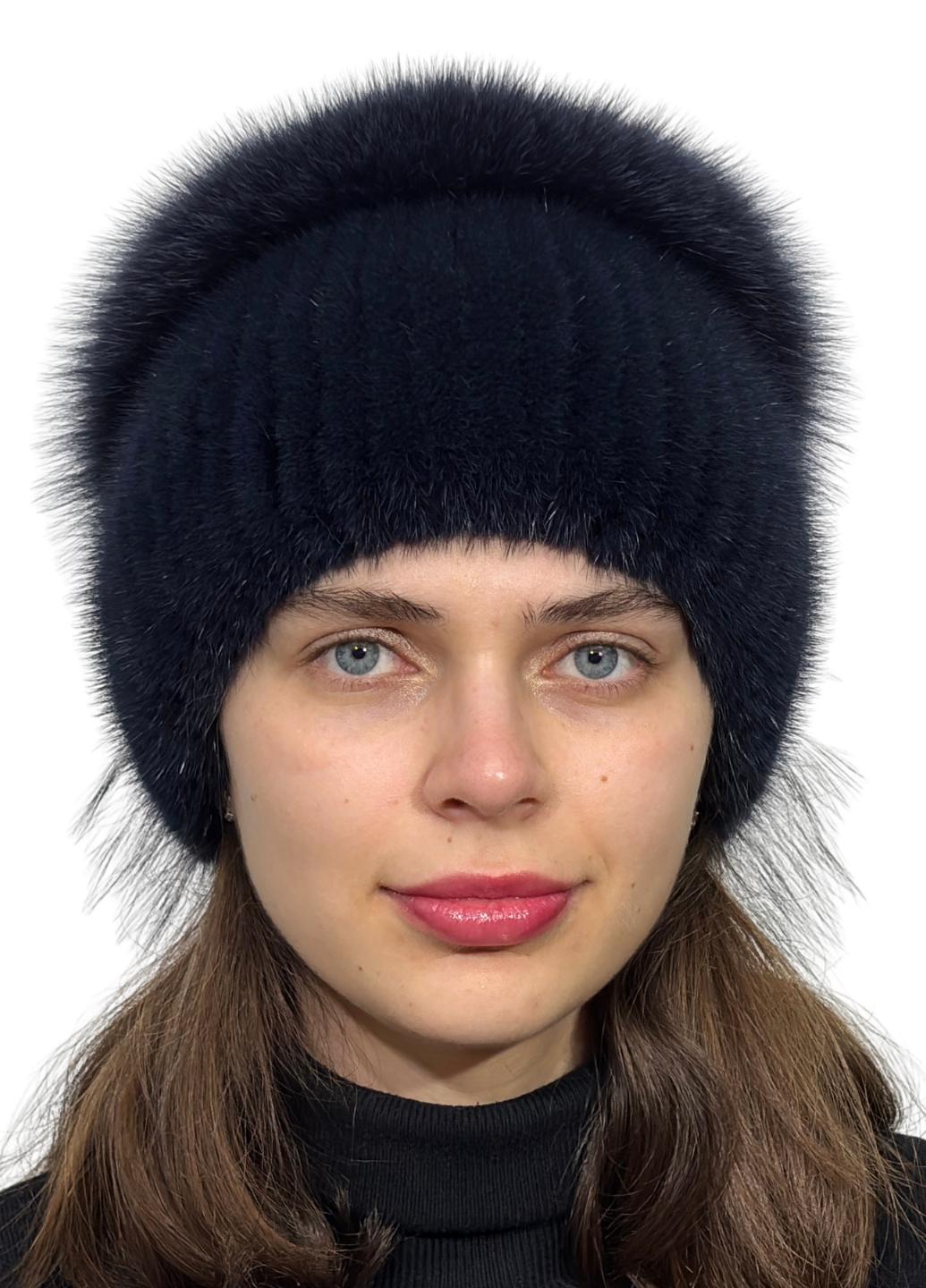 Женская вязаная норковая шапка Меховой стиль Колибри-разрез с помпоном натуральный мех Синий ирис (120/1/B) Женская вязаная норковая шапка Меховой стиль Колибри-разрез с помпоном натуральный мех Синий ирис (120/1/B)
