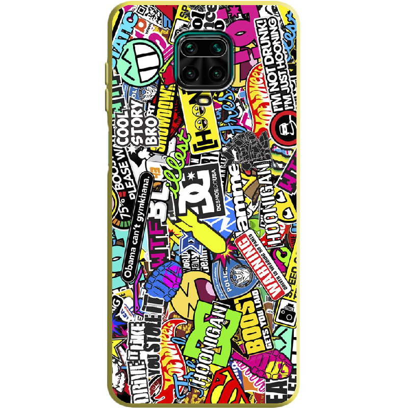 Чехол Boxface Xiaomi Redmi Note 9S Multicolored Inscriptions Желтый силикон (39475-up880-39918)