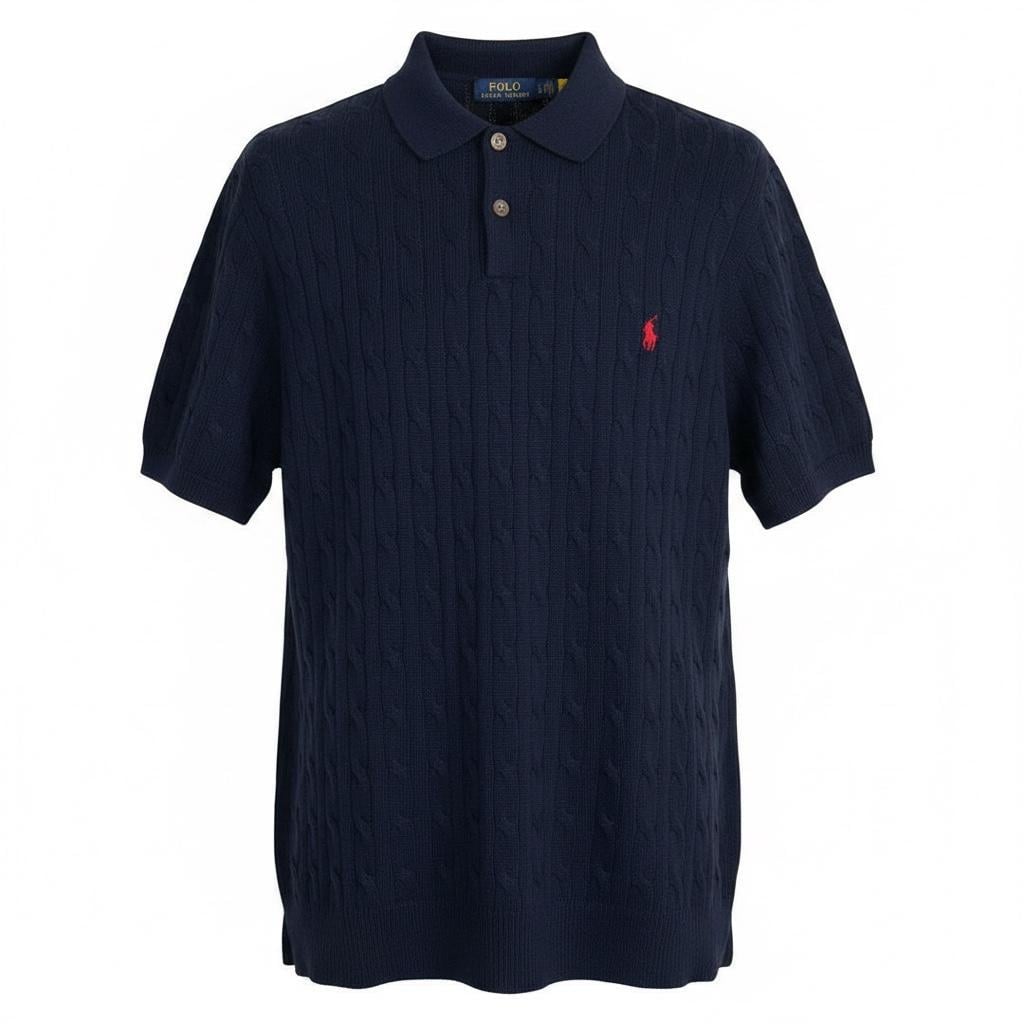 Футболка мужская поло в стиле Ralph Lauren Cable Shirt XL Темно-синий (RL13001.3XL)