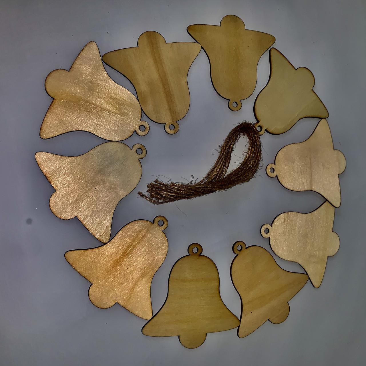 Набор деревянных украшений Колокольчики на елку с веревками 10 шт. (23705440) - фото 5