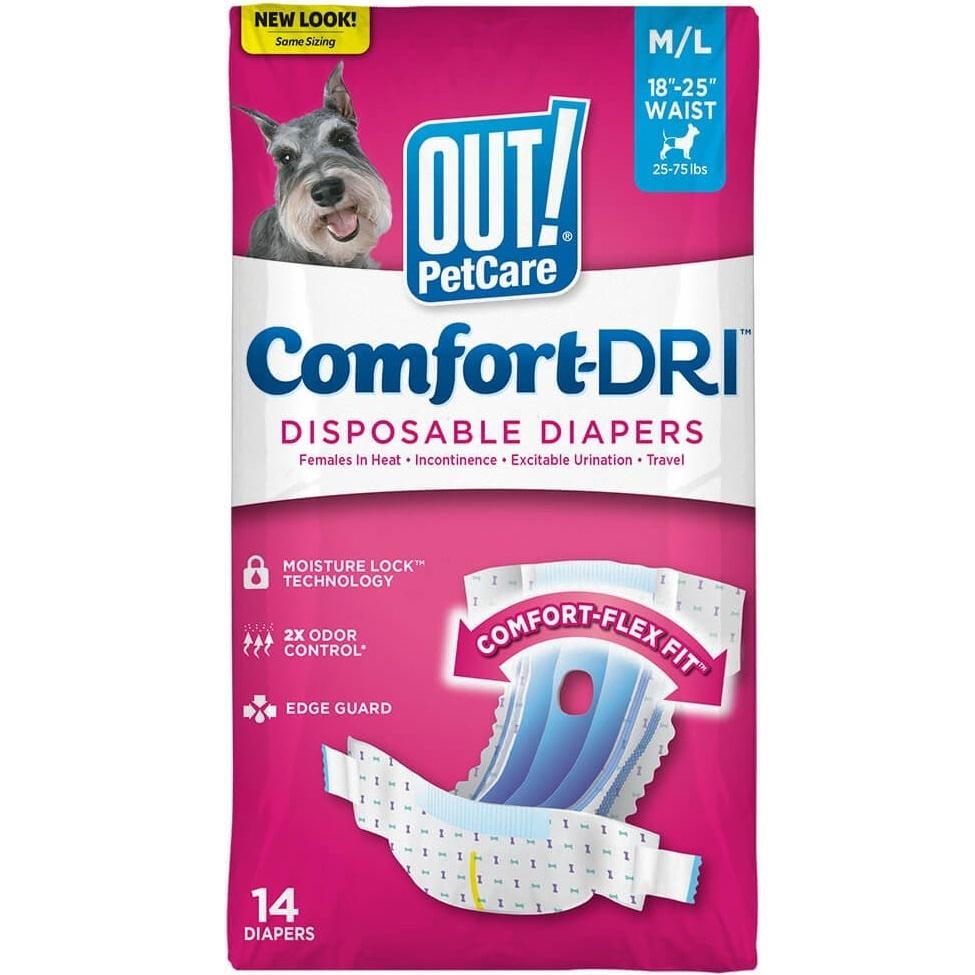 Подгузники одноразовые OUT Comfort-Dri Disposable Diapers для сук средних и крупных пород M/L (out70663)