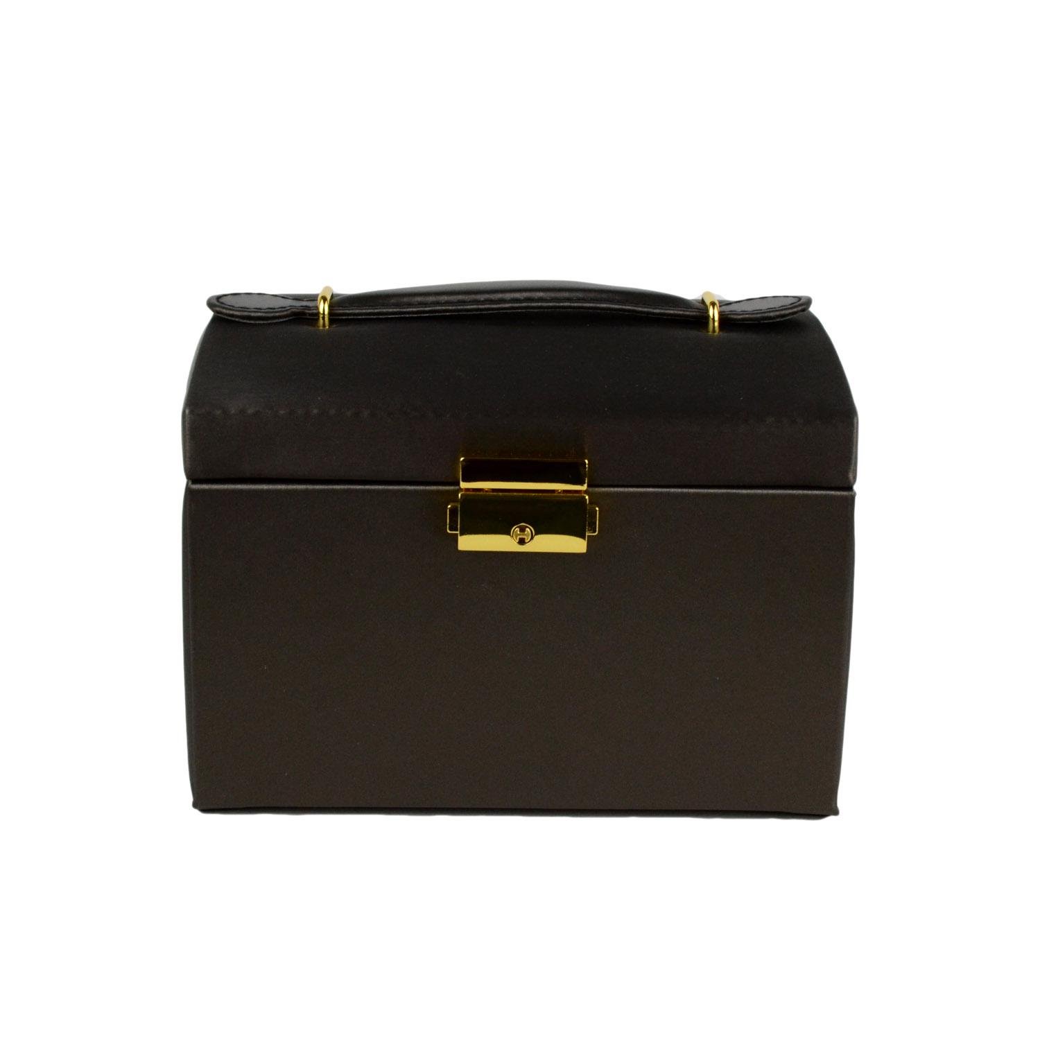 Шкатулка для украшений с зеркалом и ящичками 18х14х12,5 экокожа 12х12х5 см Черный (ШДД-13-7) - фото 3 Шкатулка для украшений с зеркалом и ящичками 18х14х12,5 экокожа 12х12х5 см Черный (ШДД-13-7) - фото 3