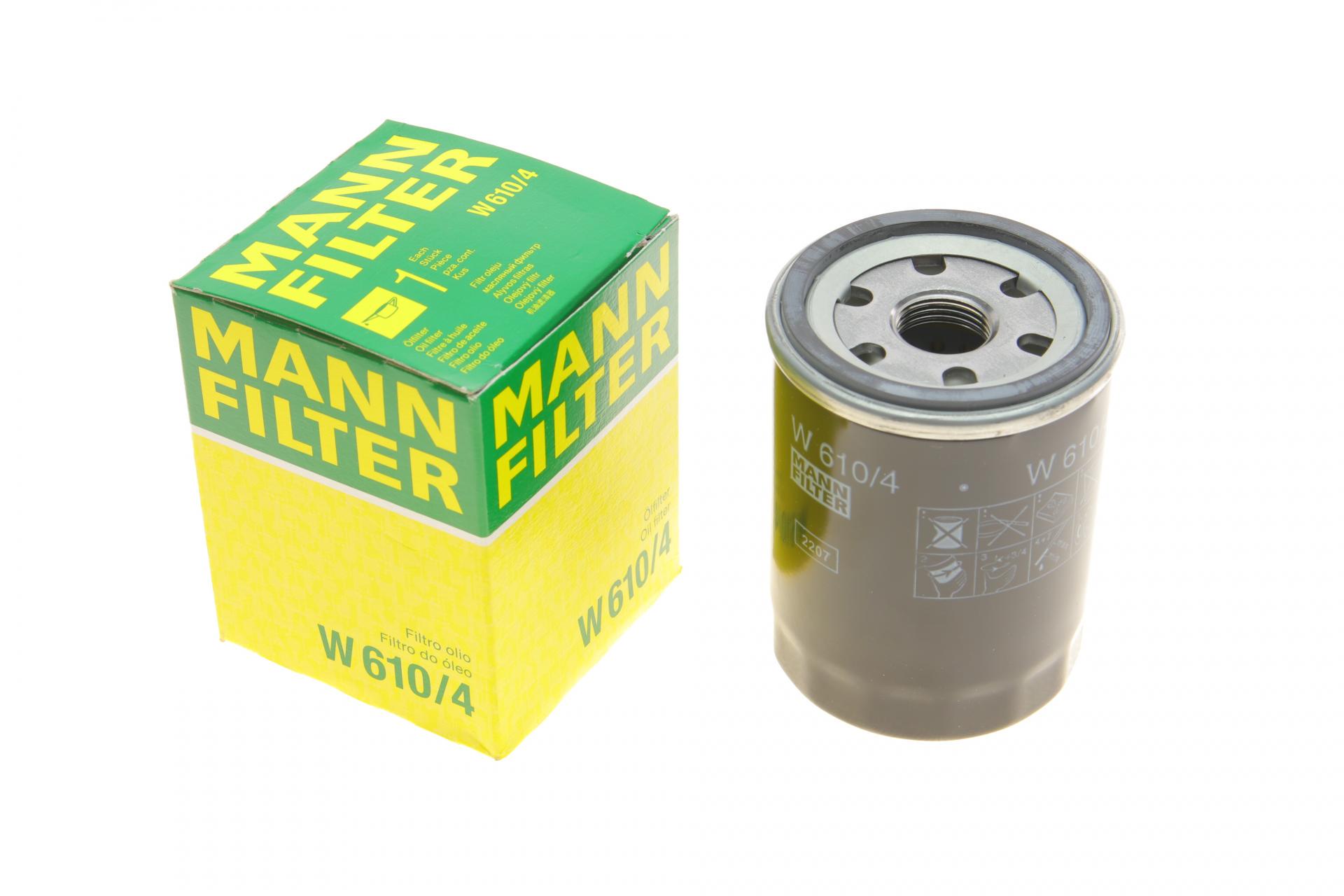 Фильтр масляный Mann-Filter для Nissan Micra 1,0-1,4i 92-10/Primera 2,0i 90-96/Sunny 2,0GTI 90-95/JCB 8008 06- (W 610/4)