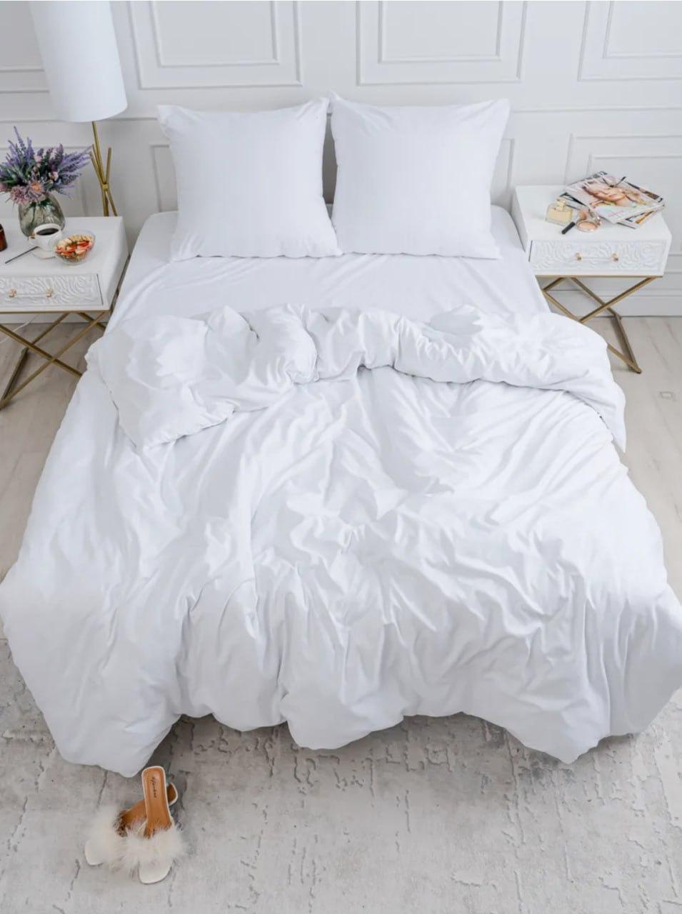 Комплект постільної білизни бавовняний сімейний 150x215 см наволочки 50х70 см 2 шт. Білий (П4К-Post-ukr-0013-04) - фото 1 Комплект постільної білизни бавовняний сімейний 150x215 см наволочки 50х70 см 2 шт. Білий (П4К-Post-ukr-0013-04) - фото 1