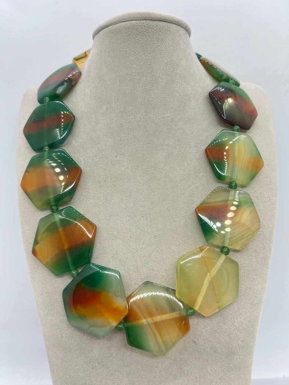 Бусы агат 44 см Разноцветный (11290)