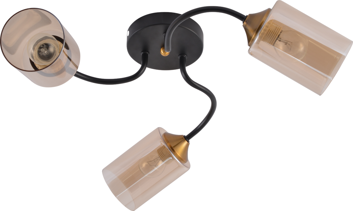Люстра потолочная Light House SRS-20699/3 плафон янтарный Черный/Медь Люстра потолочная Light House SRS-20699/3 плафон янтарный Черный/Медь