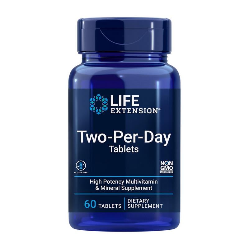 Мультивитамины и минералы с метилфолатом и лютеином Life Extension Two-Per-Day Tablets 60 табл.