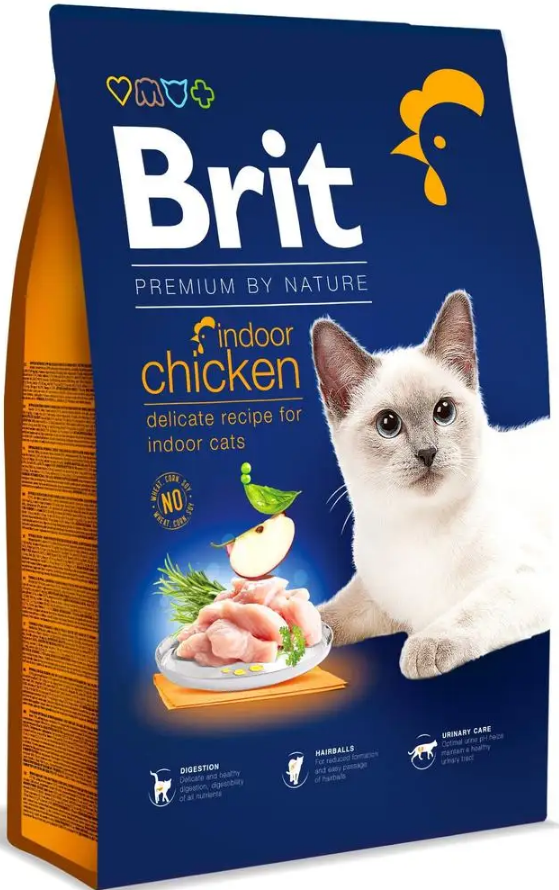 Сухой корм для домашних кошек Brit Premium Cat Indoor с курицей и мякотью яблока 8 кг (1789932819)