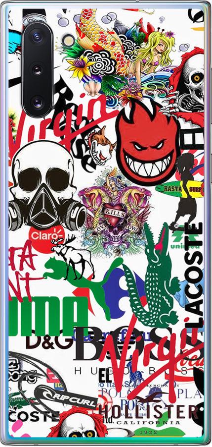 Чохол на Samsung Galaxy Note 10 Many different logos (4022t-1718-42517) Чохол на Samsung Galaxy Note 10 Many different logos (4022t-1718-42517)