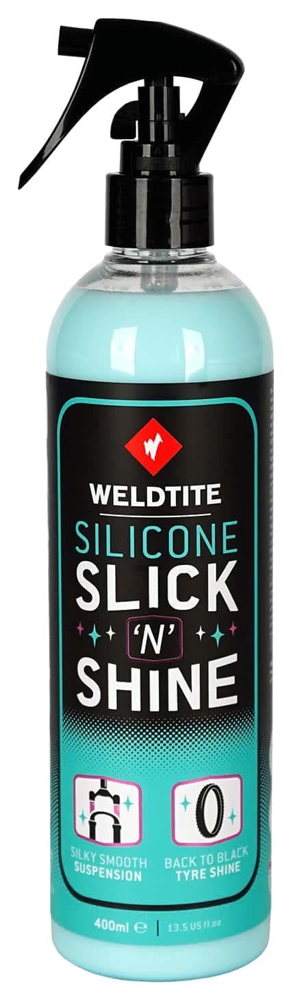 Спрей силіконовий і блиск Weldtite 03042 Silicone Slick 'N' Shine для ніг вилок та покришок/спрей 400 мл