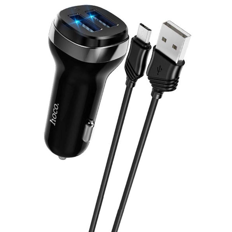 Автомобільний зарядний пристрій Hoco Z40 2USB 2,4A/MicroUSB Чорний (00000057314_1)