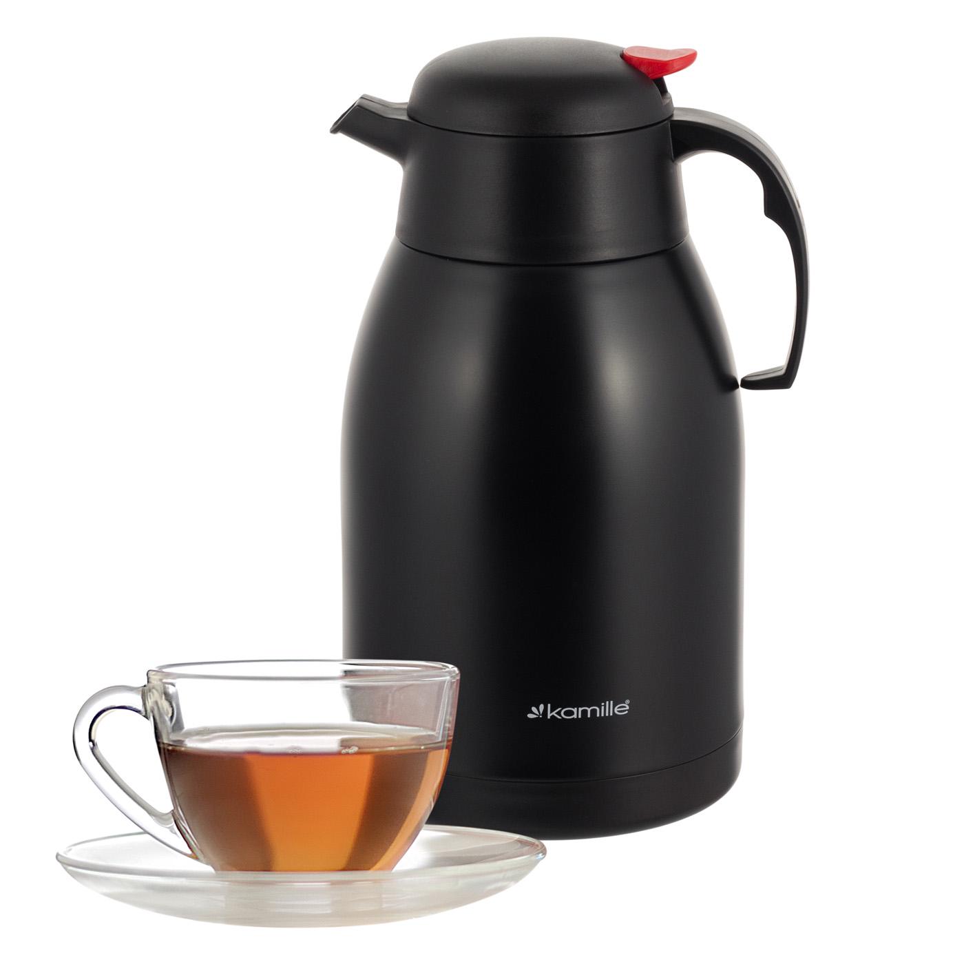 Термос для чая/для кофе Kamille из нержавеющей стали 2000 мл Черный - фото 4 Термос для чая/для кофе Kamille из нержавеющей стали 2000 мл Черный - фото 4