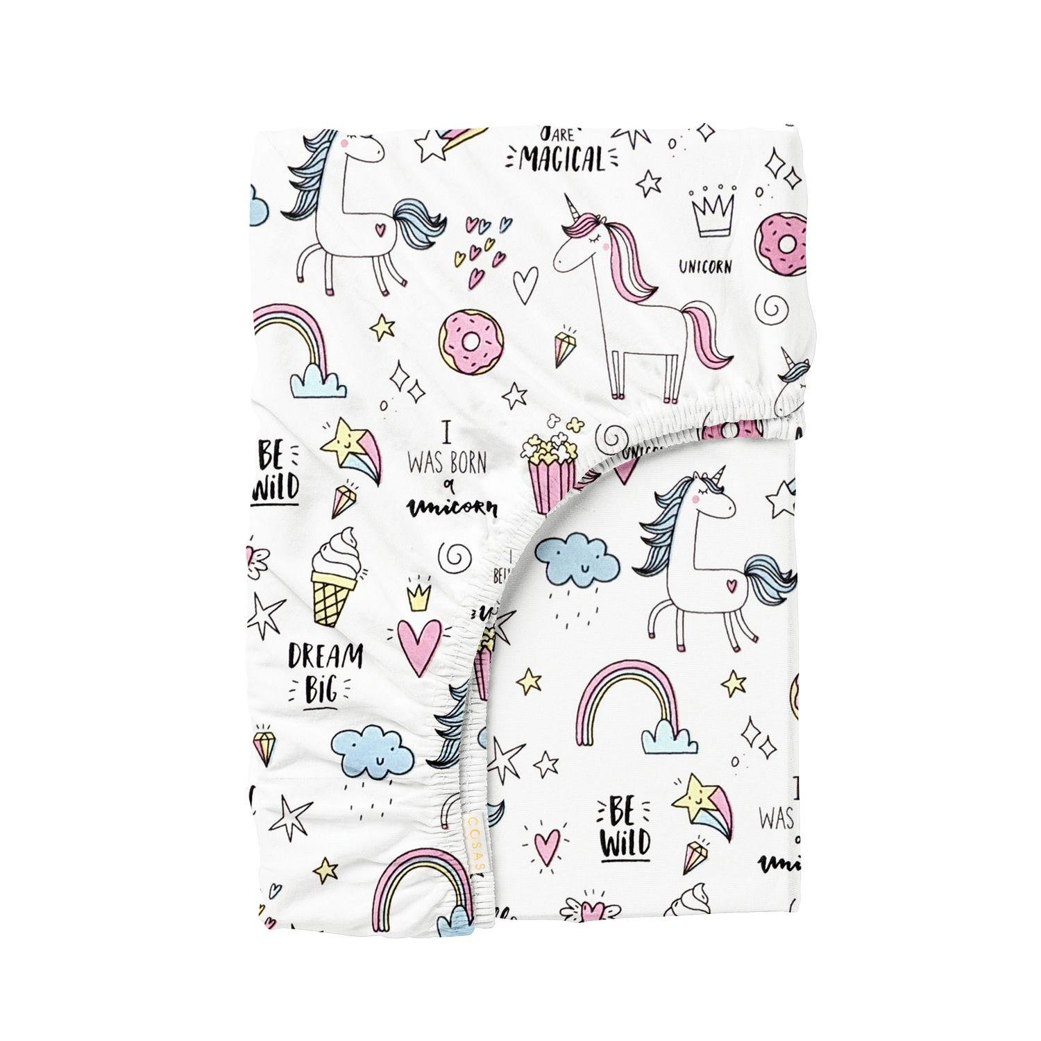 Простынь Cosas на резинке в детскую кроватку 60x120 см Unicorn Sweet (4822052149331)