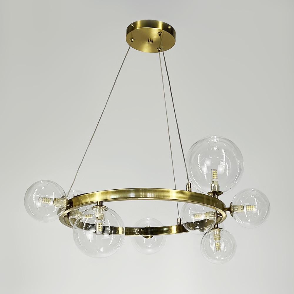 Люстра кольцевая с 10 прозрачными плафонами Ø 70 см Латунь (AT 32/10R AB+CL)