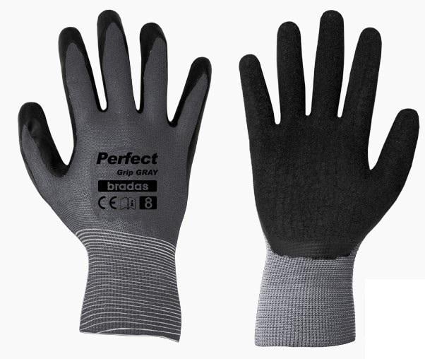 Перчатки защитные Bradas Perfect Grip латекс р. 10 Grey (28779)