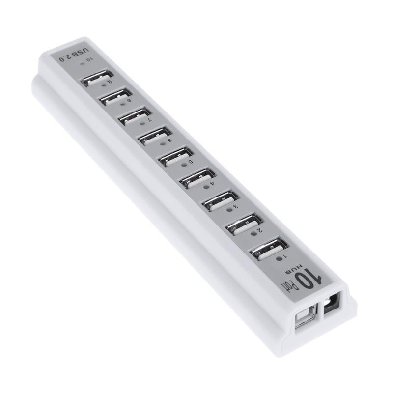 USB-хаб Digital USB 2.0 на 10 портів перехідник активний Білий