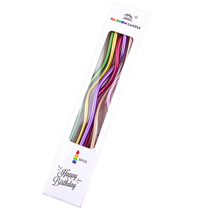 Свічки для торта Хвилясті 6 шт. Різнокольоровий металік (16061)