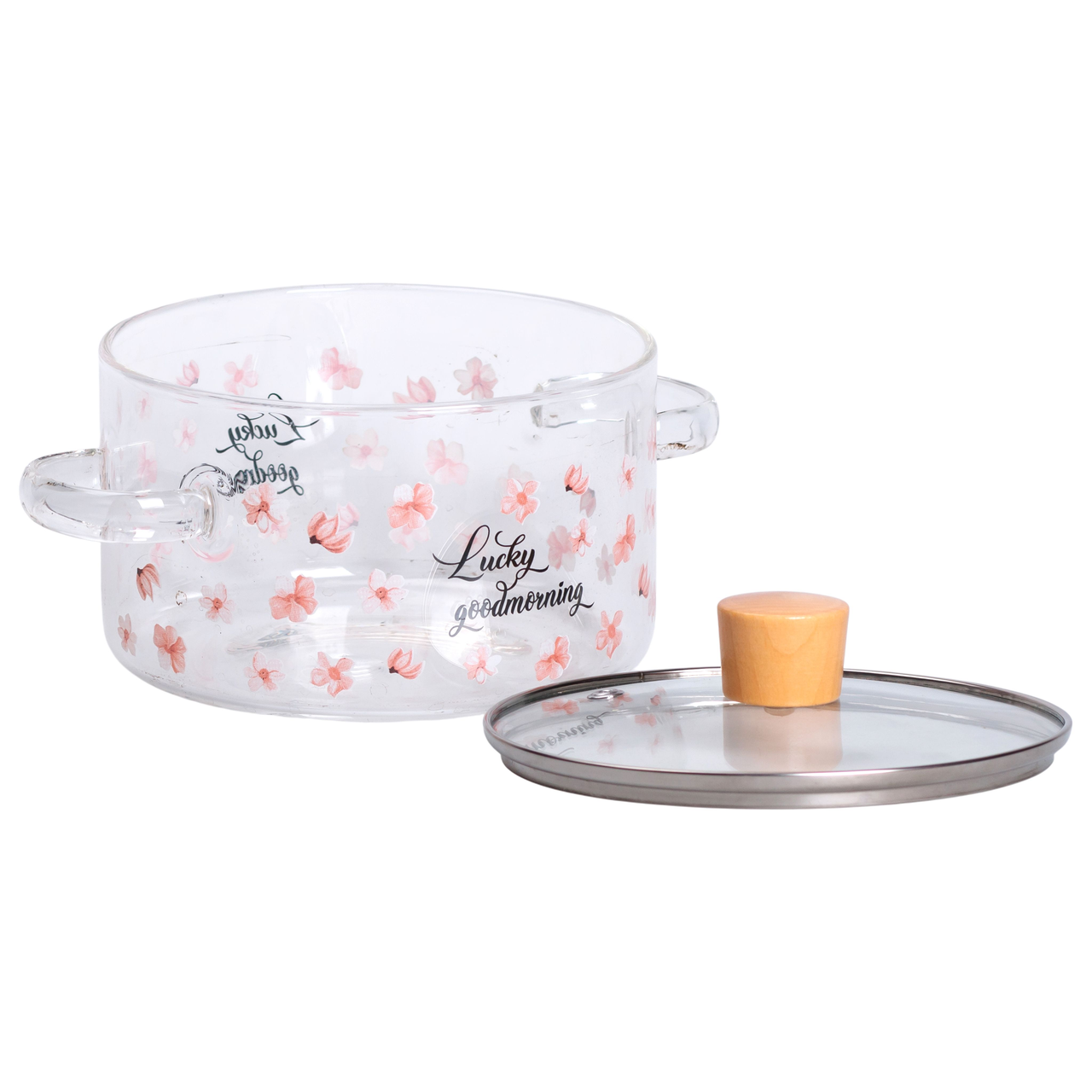 Кастрюля стеклянная с крышкой жаропрочная 1,7 л Прозрачный (HP-34-22)