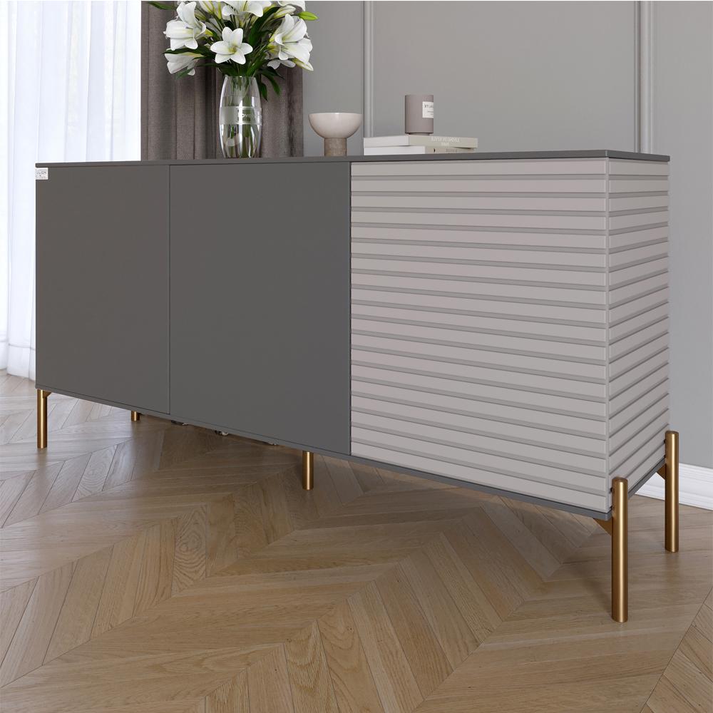Комод закрытый в гостиную Lion Грей на золотых металлических ножках 154x38x76,5 см Антрацит/Кашемир (000-000-2218) Комод закрытый в гостиную Lion Грей на золотых металлических ножках 154x38x76,5 см Антрацит/Кашемир (000-000-2218)