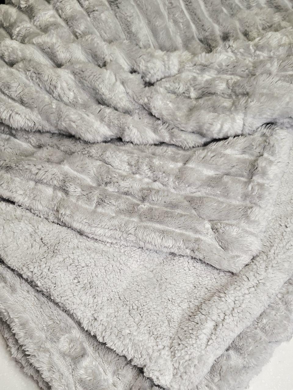 Плед на овчине Шарпей Королевская полоска 150x200 см Серый (1448) - фото 4