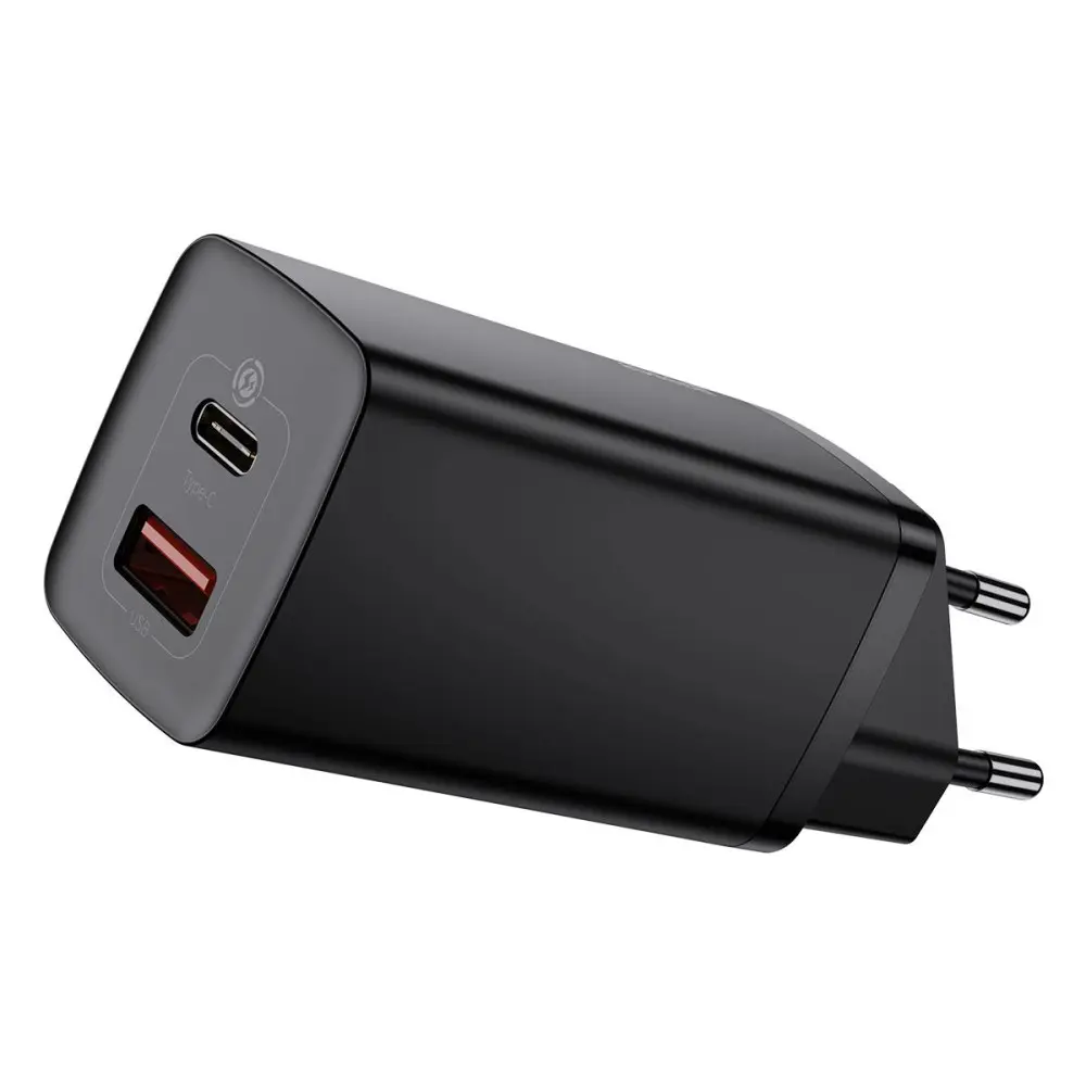 Зарядное устройство сетевое BASEUS GaN2 Lite Quick Charger Type-C+USB на 65W Black (CCGAN2L-B01)