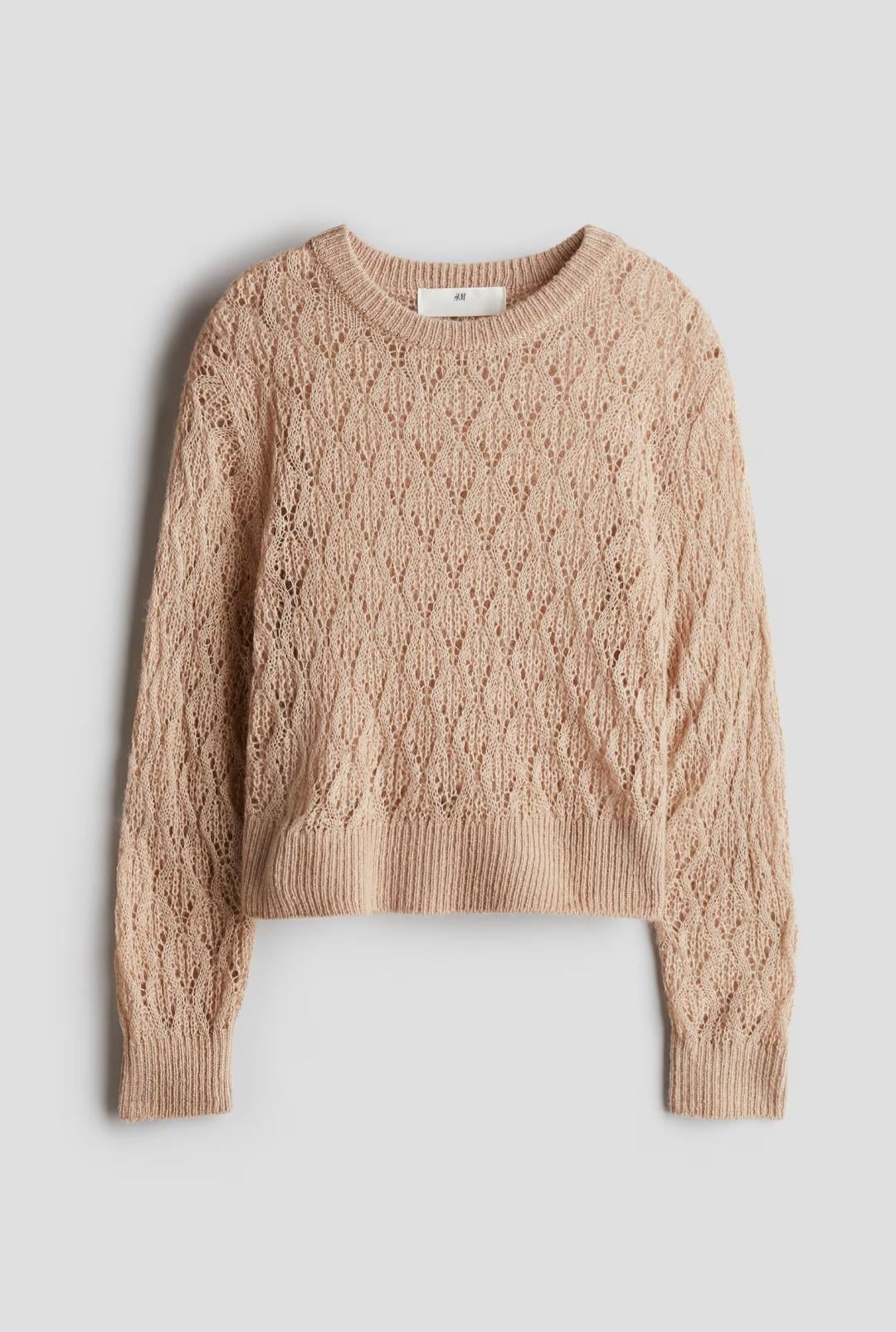 Светр ажурний підлітковий для дівчинки H&M 146-152 см Бежевий (25072412B)