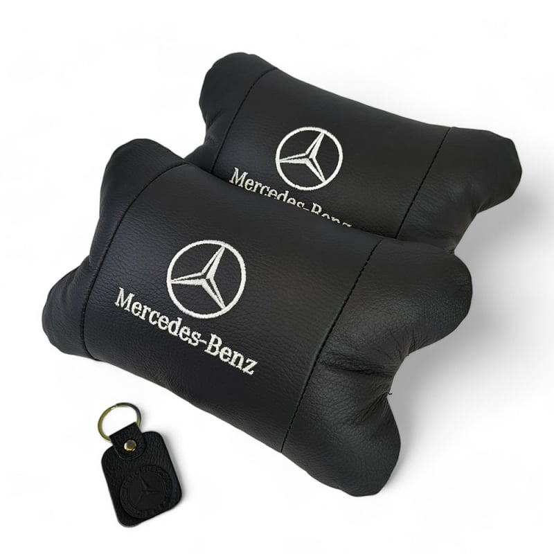 Подушка автомобильная Mercedes 7484 на подголовник кожа 2шт. Black (36226815)