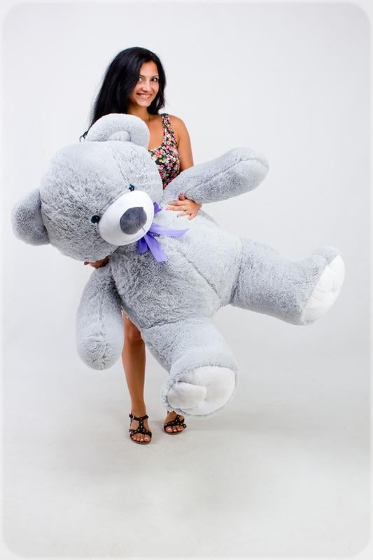 М'яка іграшка Великий ведмідь плюш/синтепон/холофайбер 160 см Сірий (10949154)