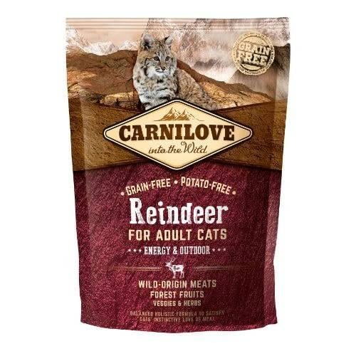 Корм сухой беззерновой Carnilove Cat Reindeer Energy & Outdoors с олениной для активных кошек 400 г (12263)