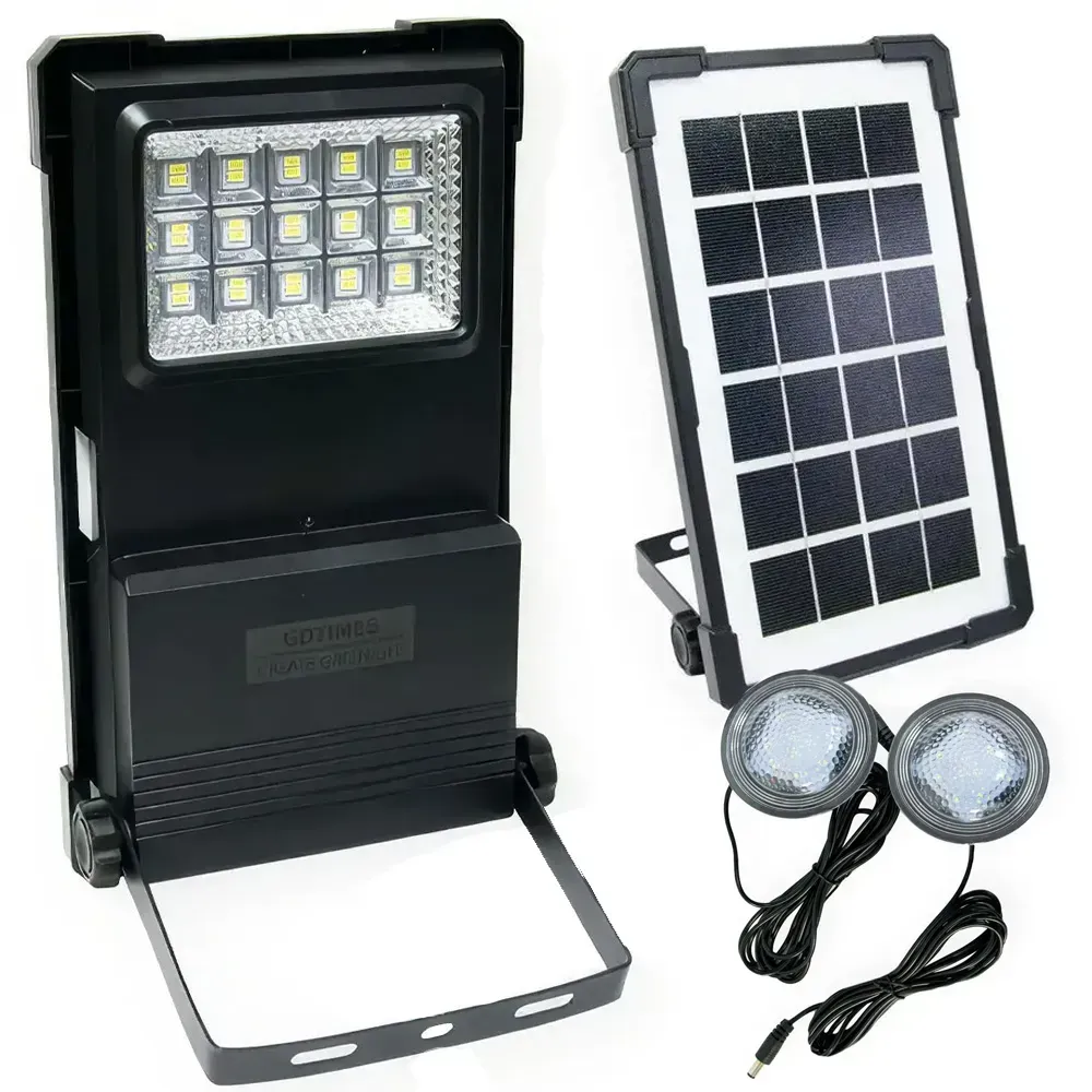 Зарядна станція з сонячною панеллю GDTimes GD-07A портативна 3000 мАг і 2 лампочки (234564595)