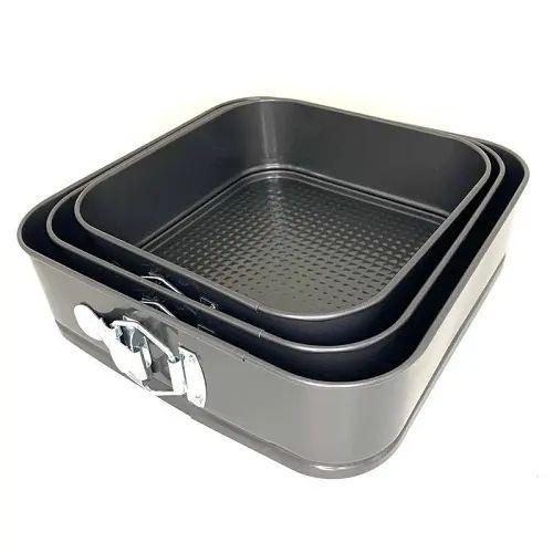 Формы для выпечки UNIQUE UN-1704 квадратные из углеродистой стали с антипригарным покрытием 3 шт. 22/24/26 см (opt-21409)