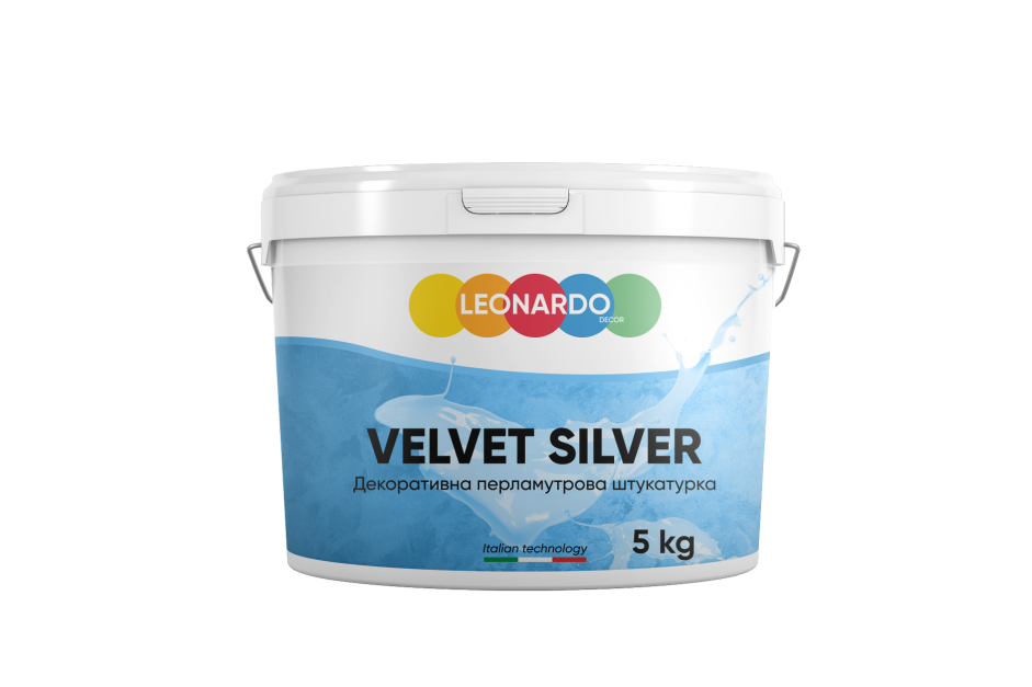 Декоративная штукатурка Leonardo Decor Velvet Silver 5 кг 30 кв.м Перламутровый - фото 1