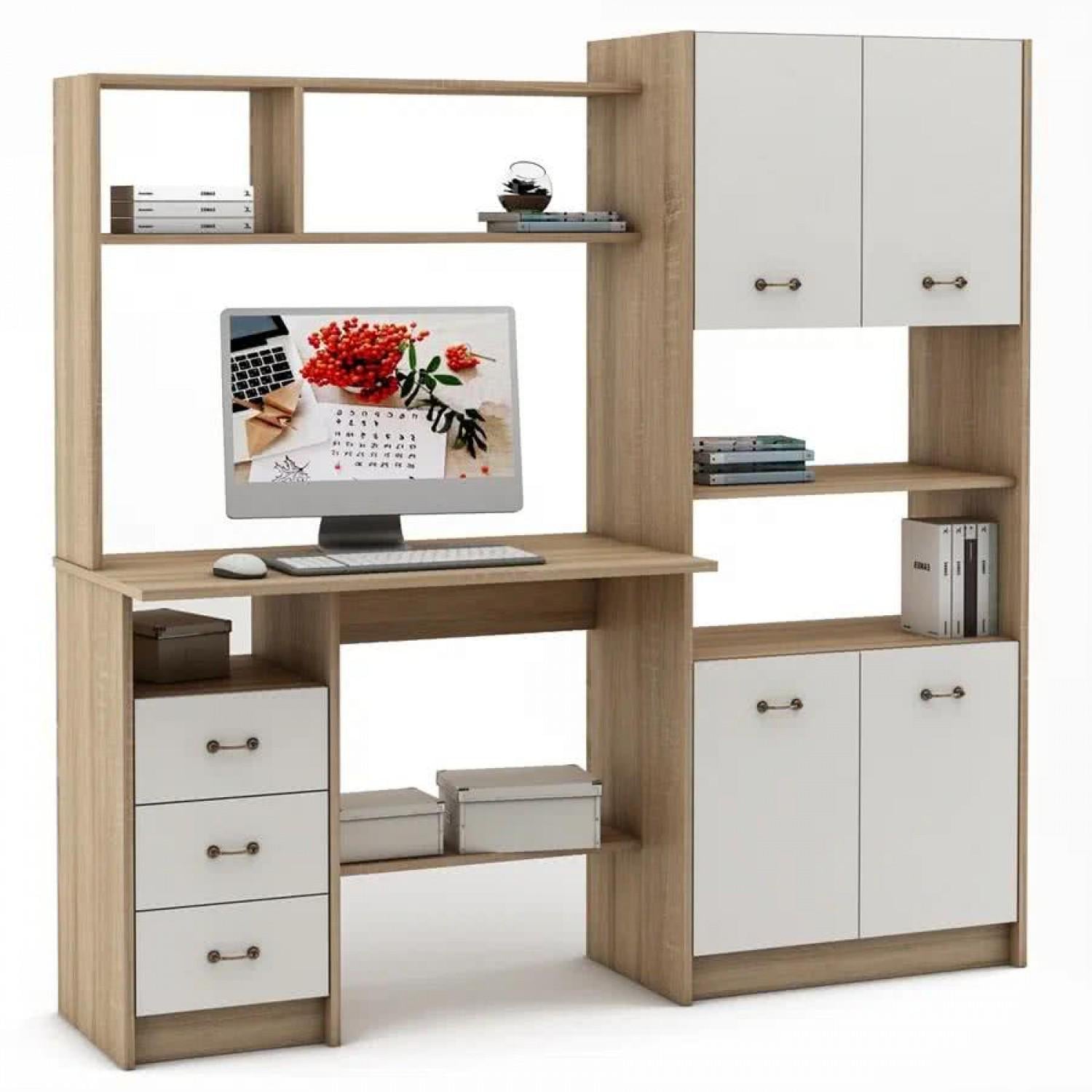 Компьютерный стол детский для одного ребенка K-0014 161х50х160 см Белый (100442)