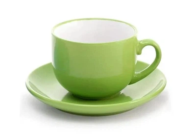 Чашка керамическая с блюдцем яркая 0,25 л Зеленый (32168)
