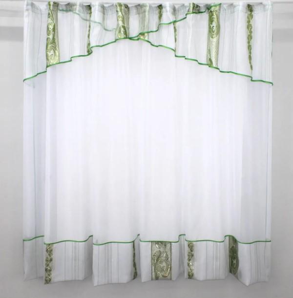 Гардина на кухню шифон 280х170 см Белый/Зеленый (078к) Гардина на кухню шифон 280х170 см Белый/Зеленый (078к)