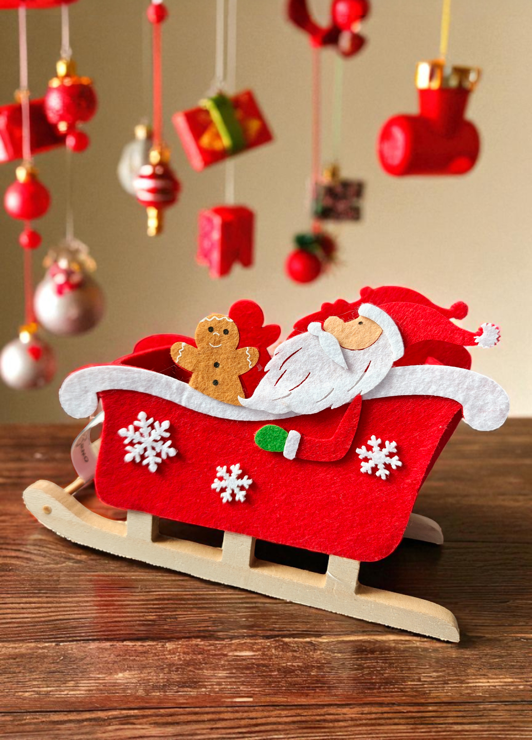 Новогодняя декоративная корзина Linarno Home из фетра 22,5х8,5х15 см Красная (7904)