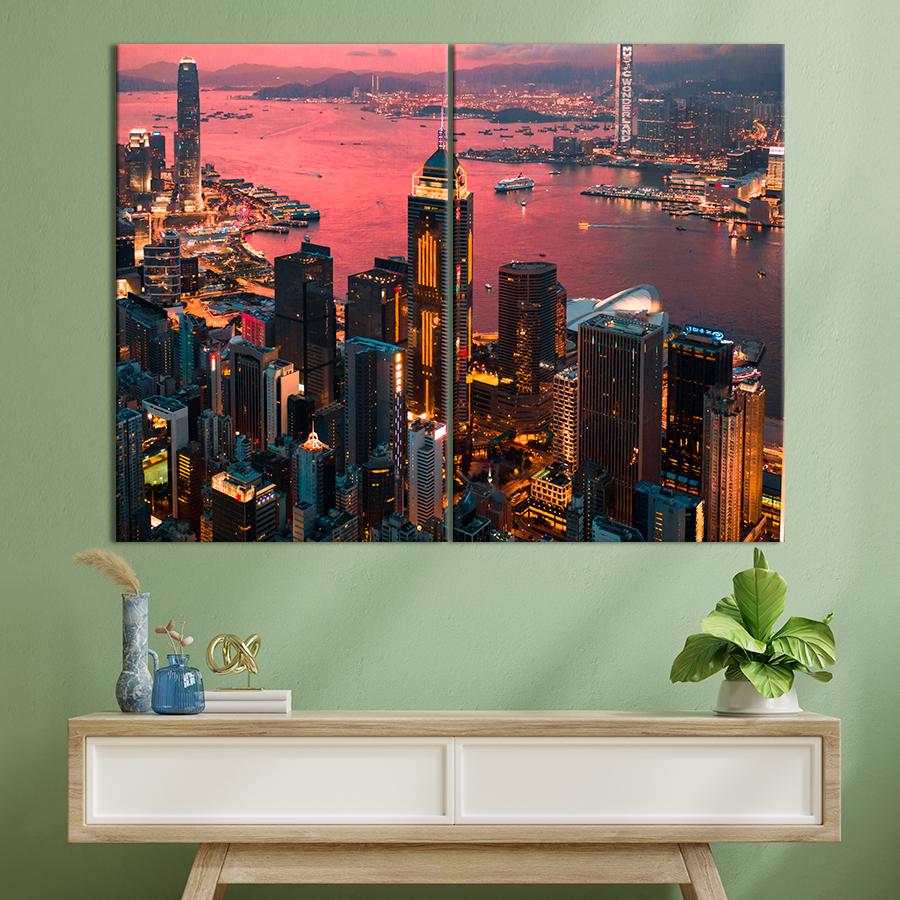 Настенний декор Закат над мегаполисом 165x122 см (A619-2)