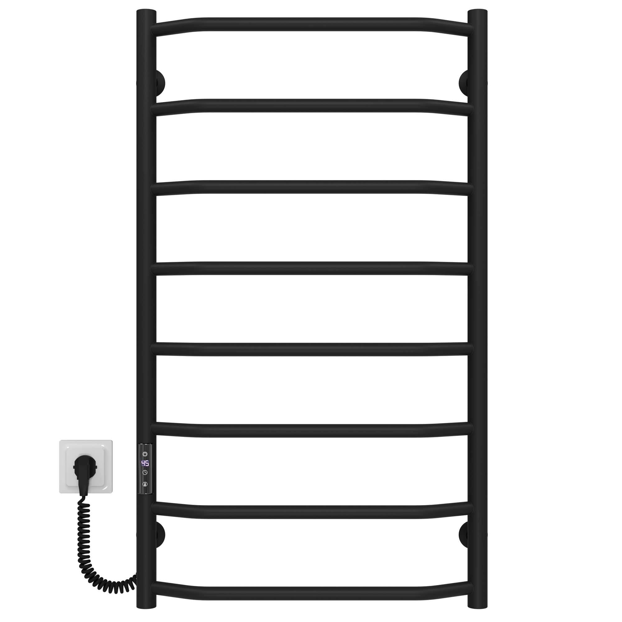 Полотенцесушитель электрический Deffi Трапеция П8 JD03 левое подключение нержавеющая сталь 500х900 мм Черный (C.TR.90.50.8.E.B.L.1)