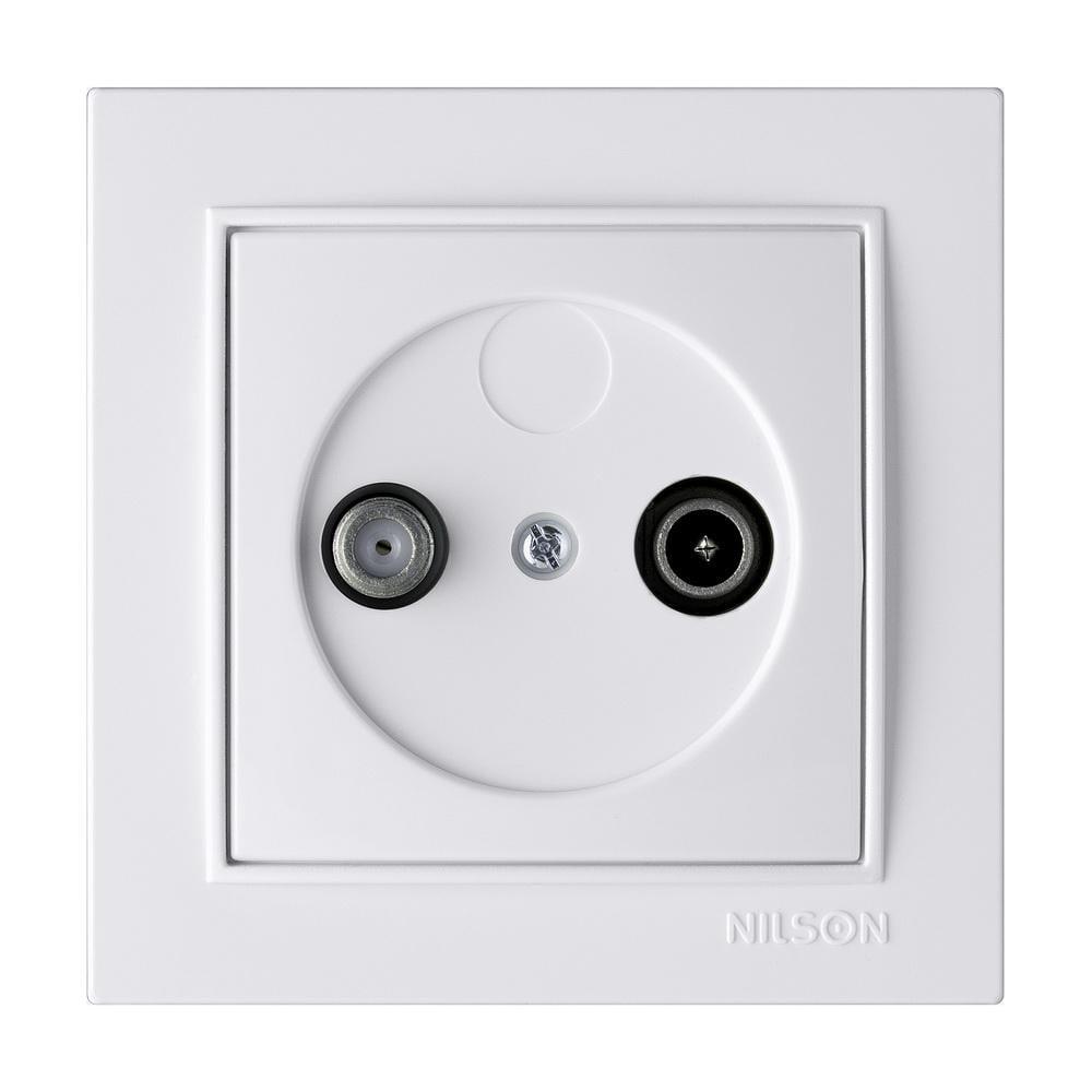 Розетка Nilson Thor одинарна TV-SAT кінцева Білий (27111037)