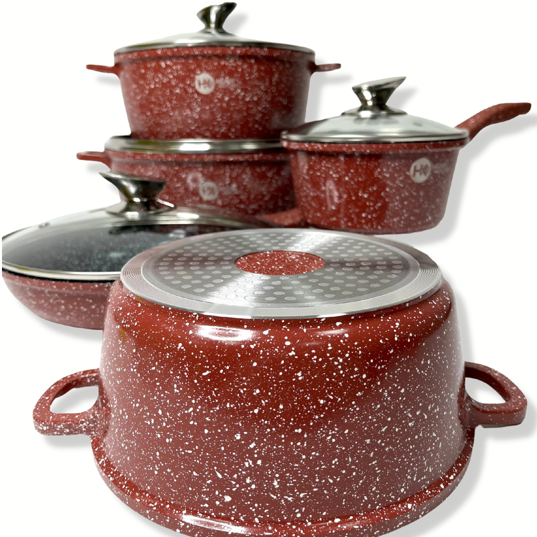 Набір посуду Higher Kitchen HK-305 з гранітним антипригарним покриттям 17 предметів Червоний - фото 4 Набір посуду Higher Kitchen HK-305 з гранітним антипригарним покриттям 17 предметів Червоний - фото 4