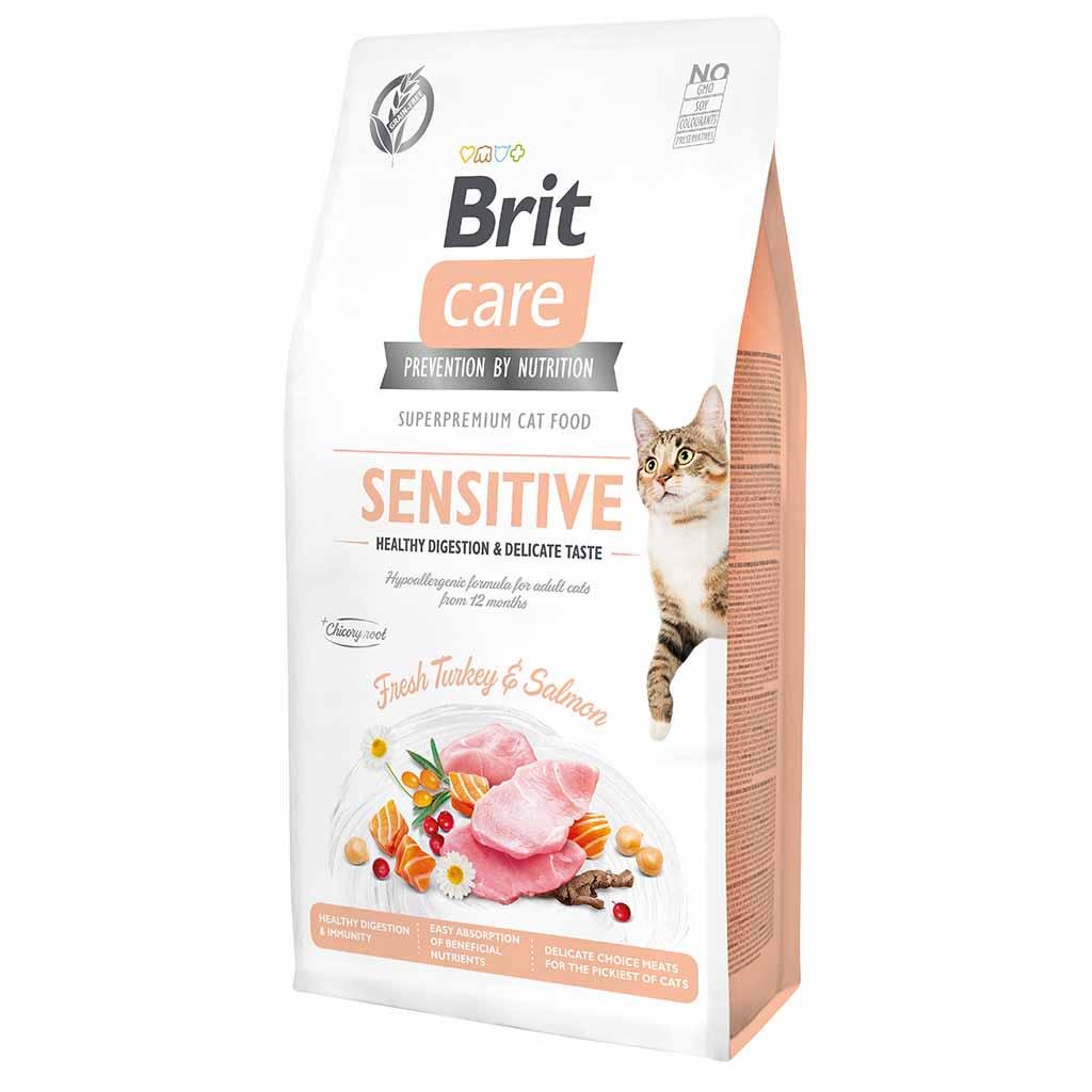 Корм сухой Brit Care Cat Grain Sensitive Healthy Digestion & Delicate Taste для взрослых привередливых кошек с чувствительным тралением 400 г (540716)