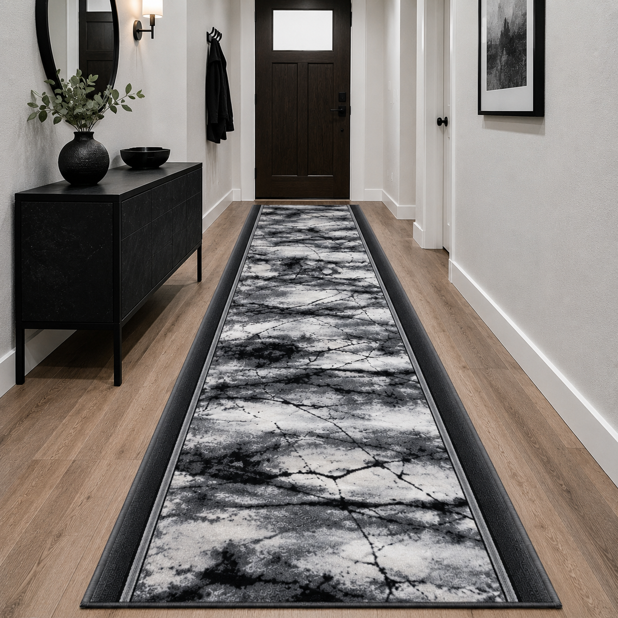 Доріжка килимова на повстяній основі Marmur Grey1 1,1 м Сірий (110-141) - фото 2