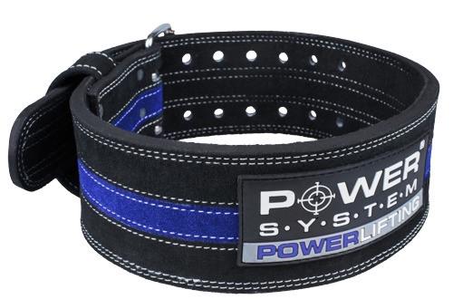 Пояс для пауэрлифтинга Power System PS-3800 PowerLifting кожаный L Black/Blue Line