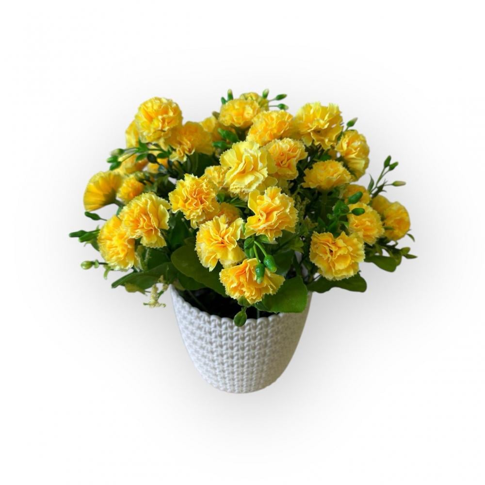 Букет гвоздики малої в кашпо ПЛАСТМАКС Жовтий (R0403)