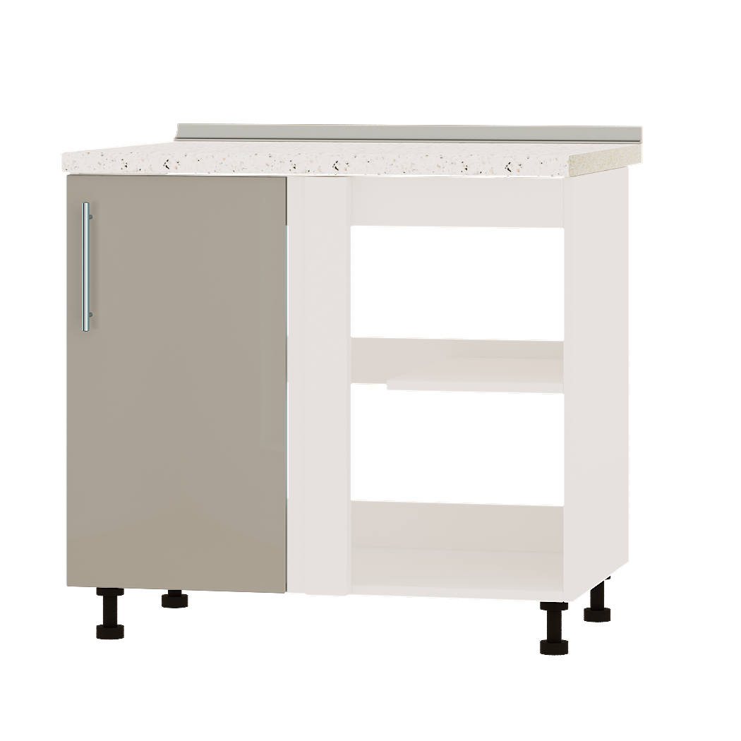 Шкаф нижний Эверест Акрил модуль угловой Низ Н89-895 90х47х85 см Норковый глянец/Белый (02193)