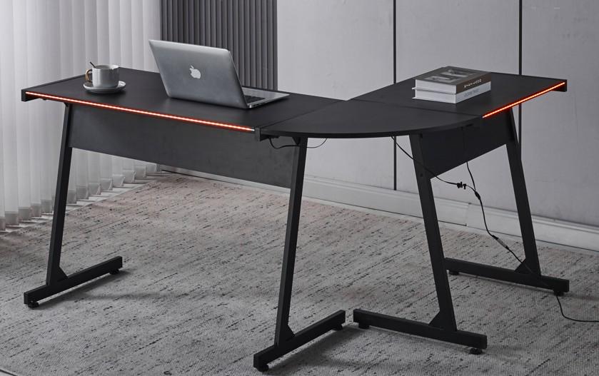 Компьютерный стол геймерский Bonro B-09 с подсветкой RGB LED 15 мм Черный (6981)