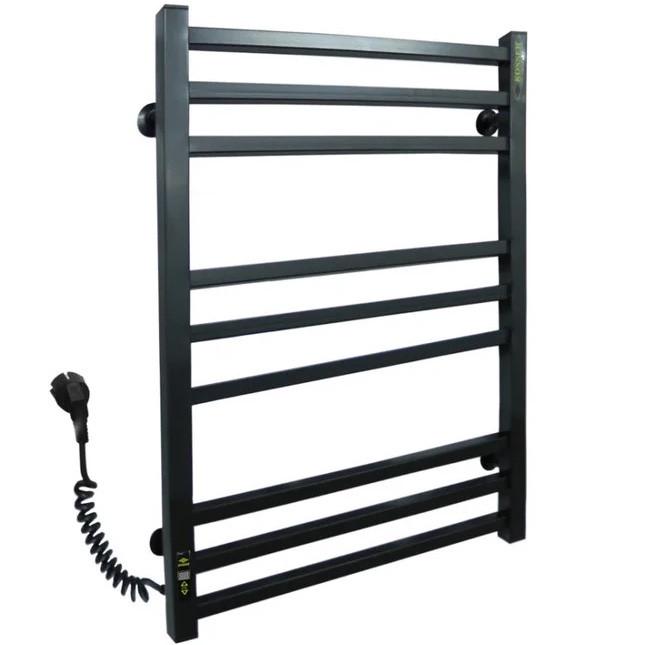 Рушникосушарка електричний KOSSER Лесенка Велді EL з таймером нержавіюча сталь 9 секцій 800х500 мм Чорний