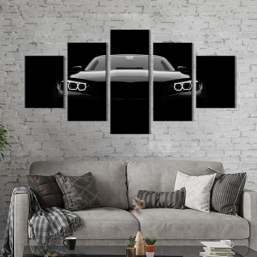 Картина на холсте Мистический чёрный автомобиль 162x80 см (1323-52)